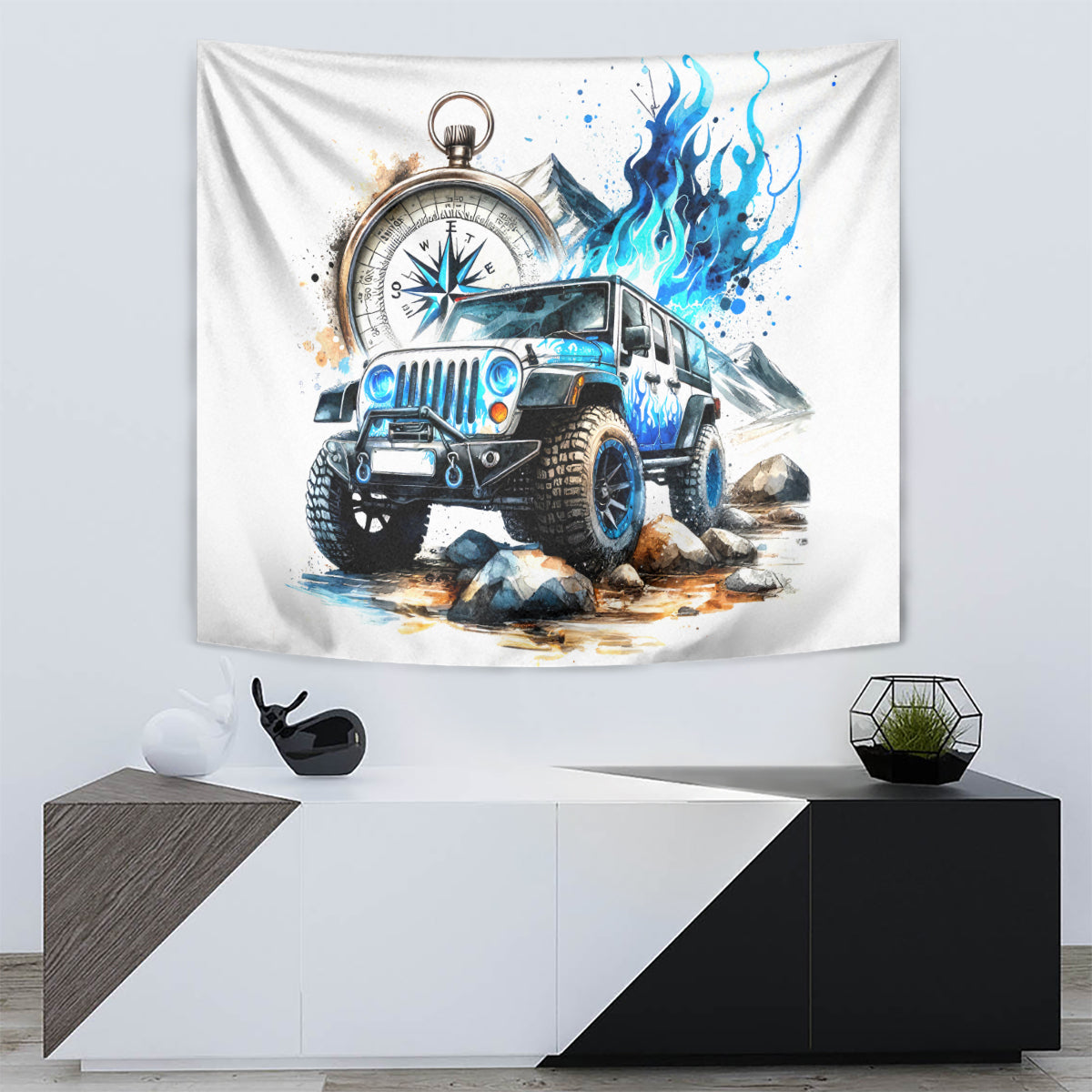 Blue Flame Jeep Tapestry But Did You Die?