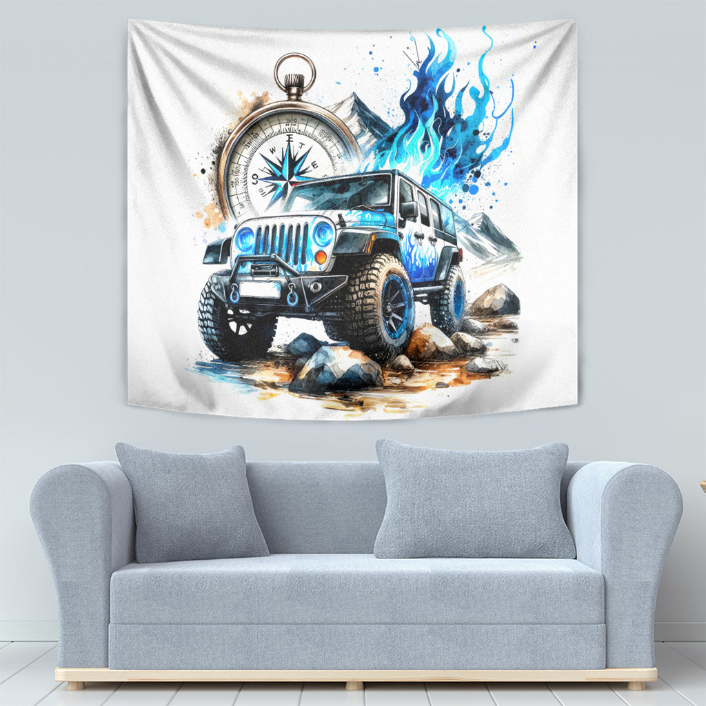 Blue Flame Jeep Tapestry But Did You Die?