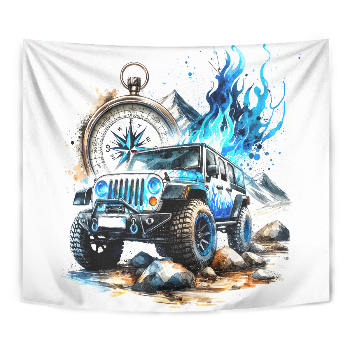 Blue Flame Jeep Tapestry But Did You Die?