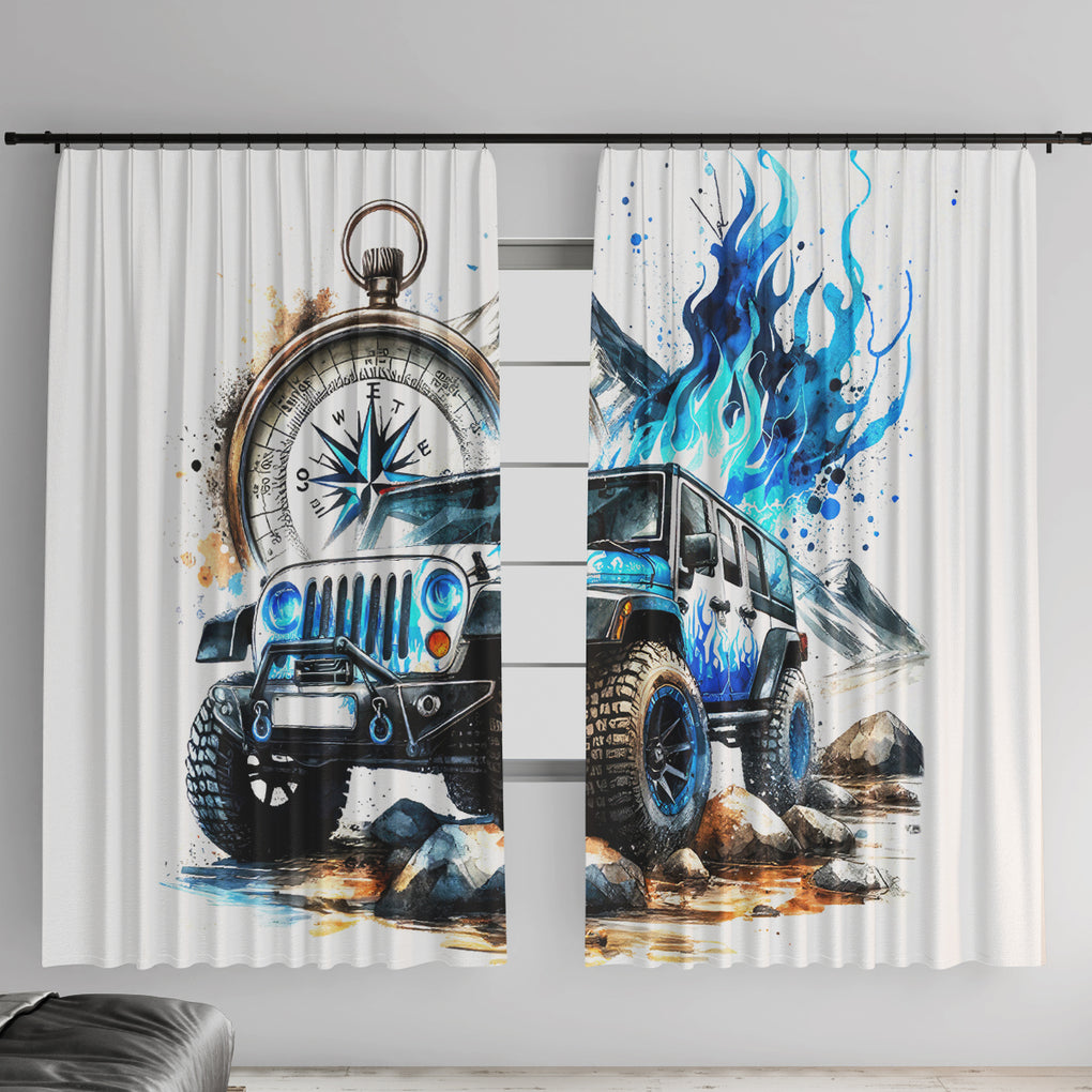 Blue Flame Jeep Window Curtain But Did You Die?
