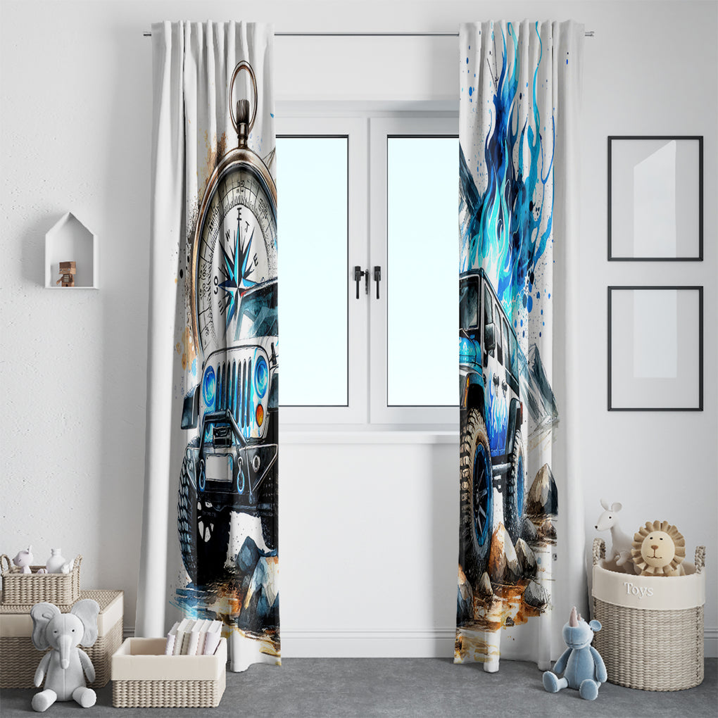 Blue Flame Jeep Window Curtain But Did You Die?