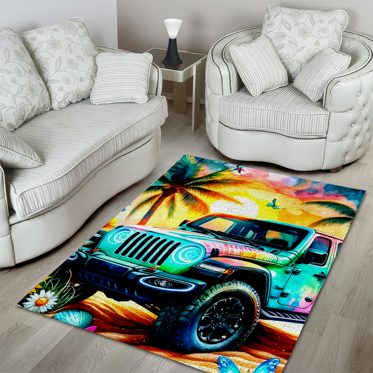 Beach Jeep Area Rug Find Me Where The Jeep Meets The Ocean