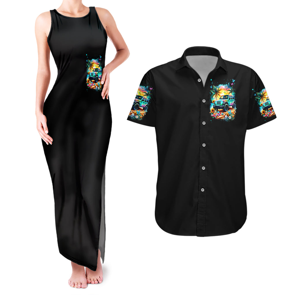 Beach Jeep Couples Matching Tank Maxi Dress and Hawaiian Shirt Find Me Where The Jeep Meets The Ocean
