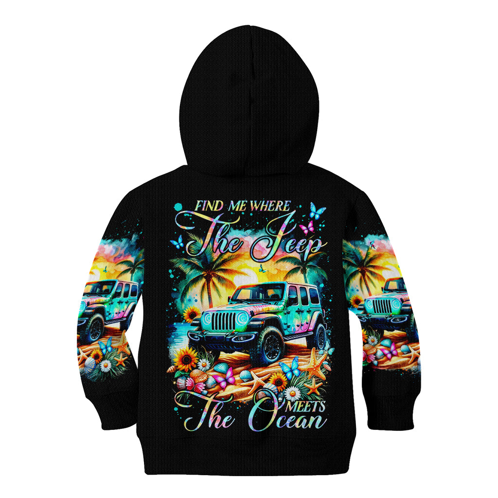 Beach Jeep Kid Hoodie Find Me Where The Jeep Meets The Ocean