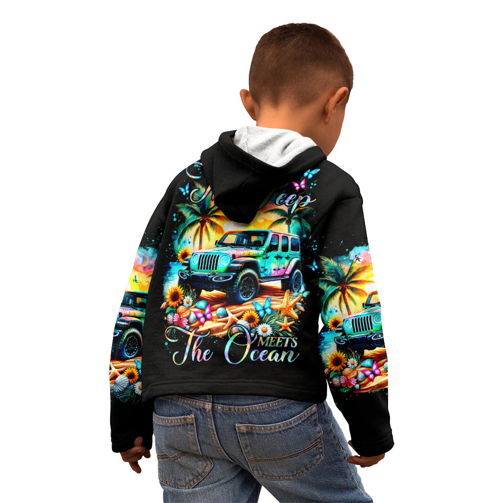 Beach Jeep Kid Hoodie Find Me Where The Jeep Meets The Ocean