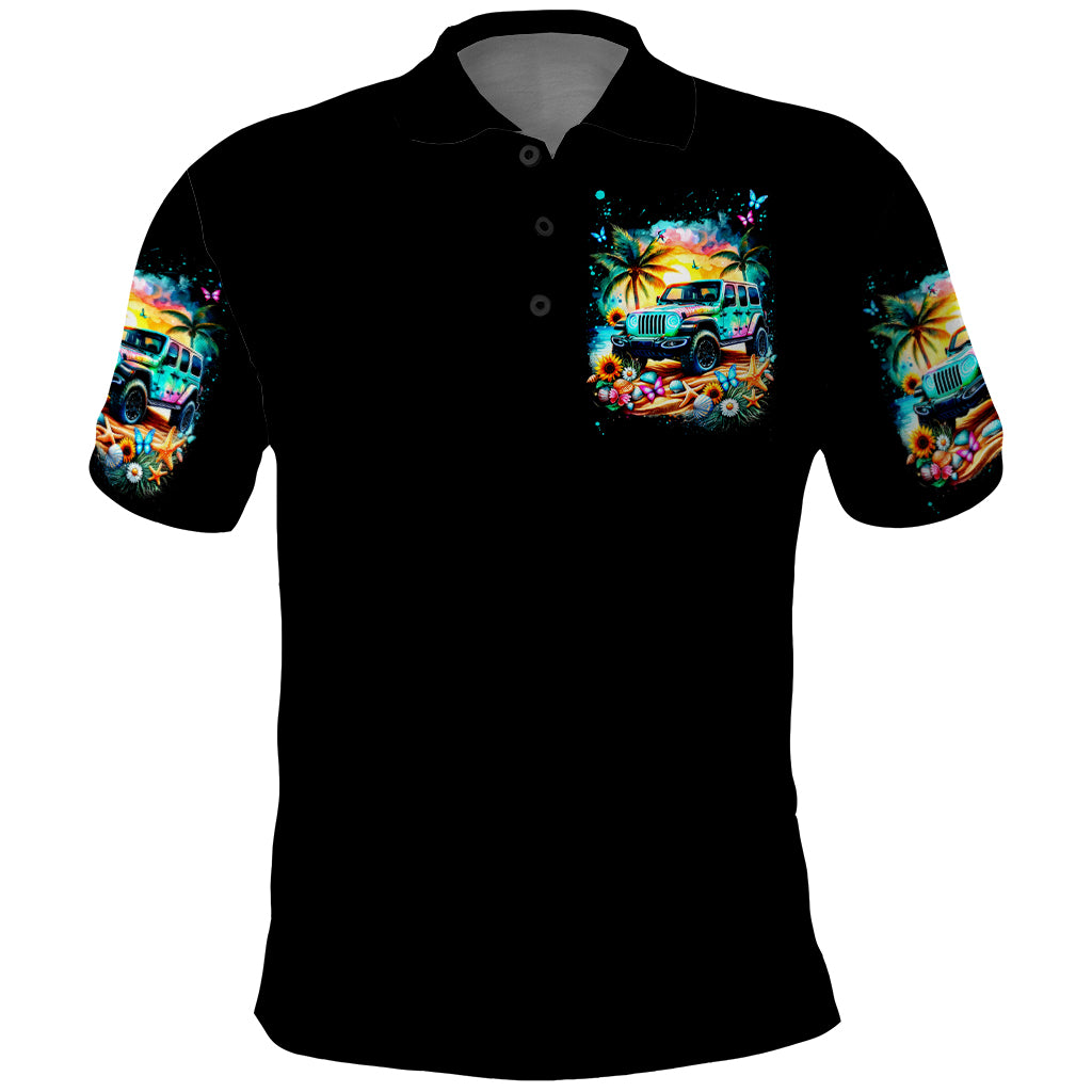 Beach Jeep Polo Shirt Find Me Where The Jeep Meets The Ocean
