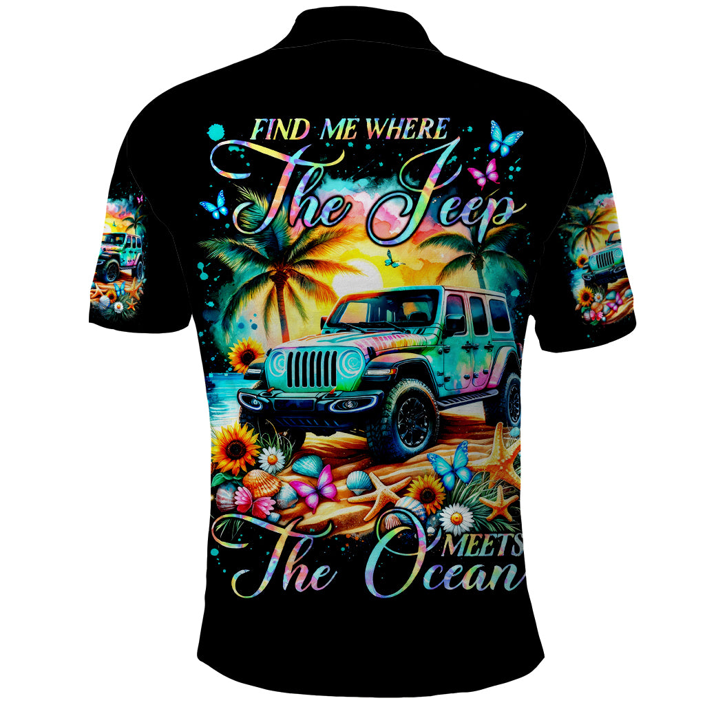 Beach Jeep Polo Shirt Find Me Where The Jeep Meets The Ocean