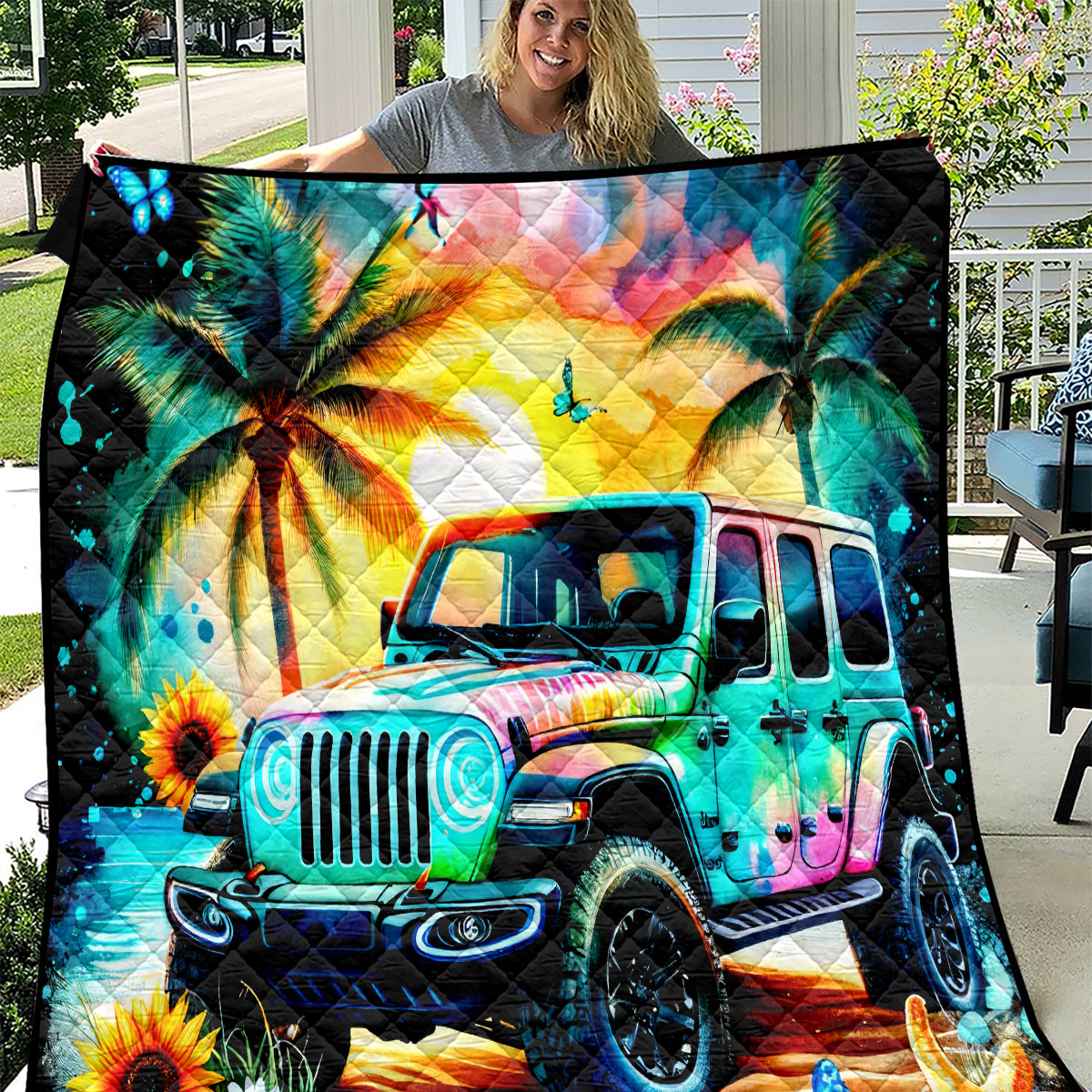 Beach Jeep Quilt Find Me Where The Jeep Meets The Ocean