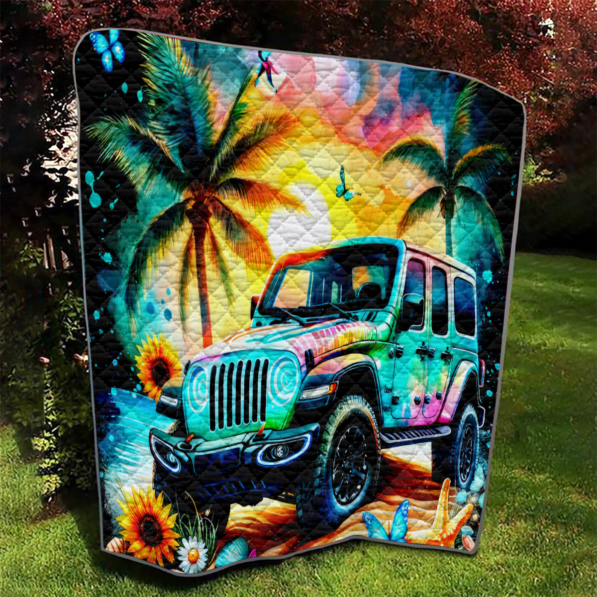 Beach Jeep Quilt Find Me Where The Jeep Meets The Ocean
