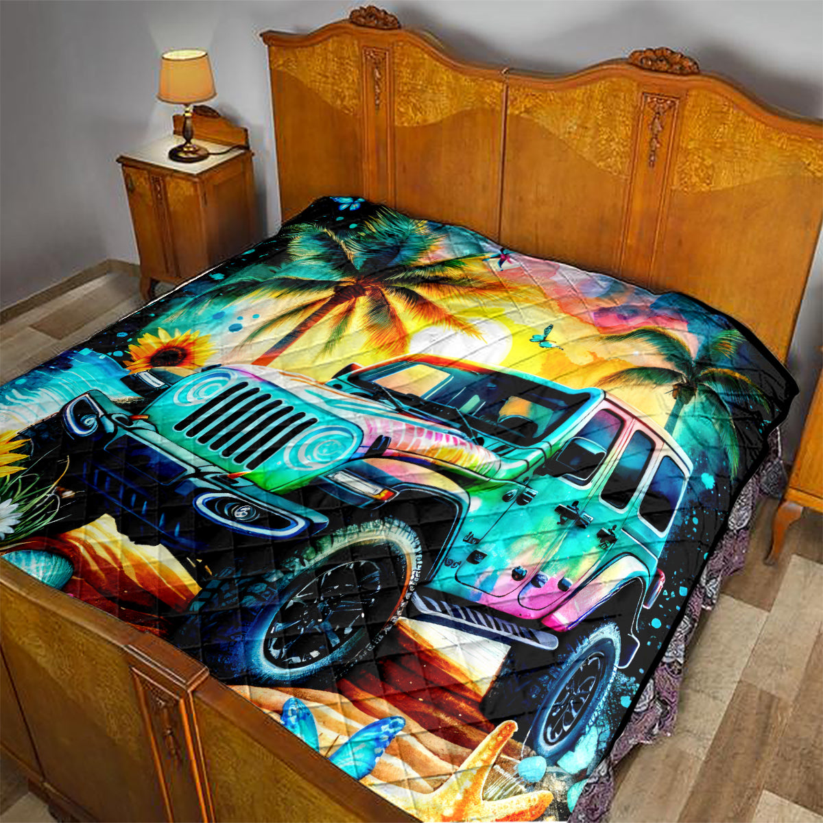 Beach Jeep Quilt Find Me Where The Jeep Meets The Ocean