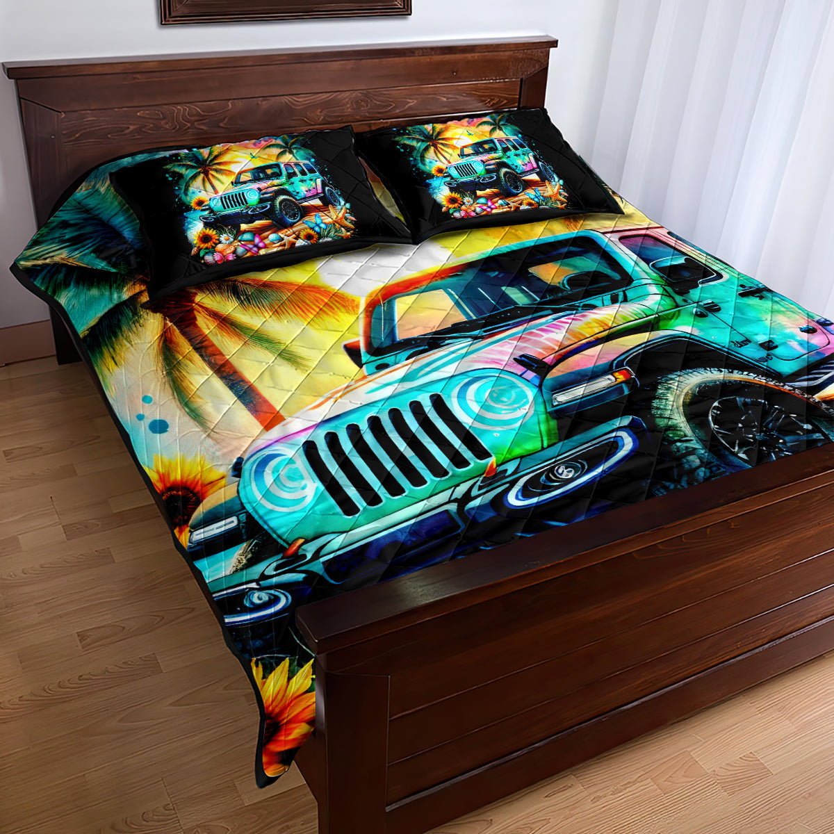 Beach Jeep Quilt Bed Set Find Me Where The Jeep Meets The Ocean