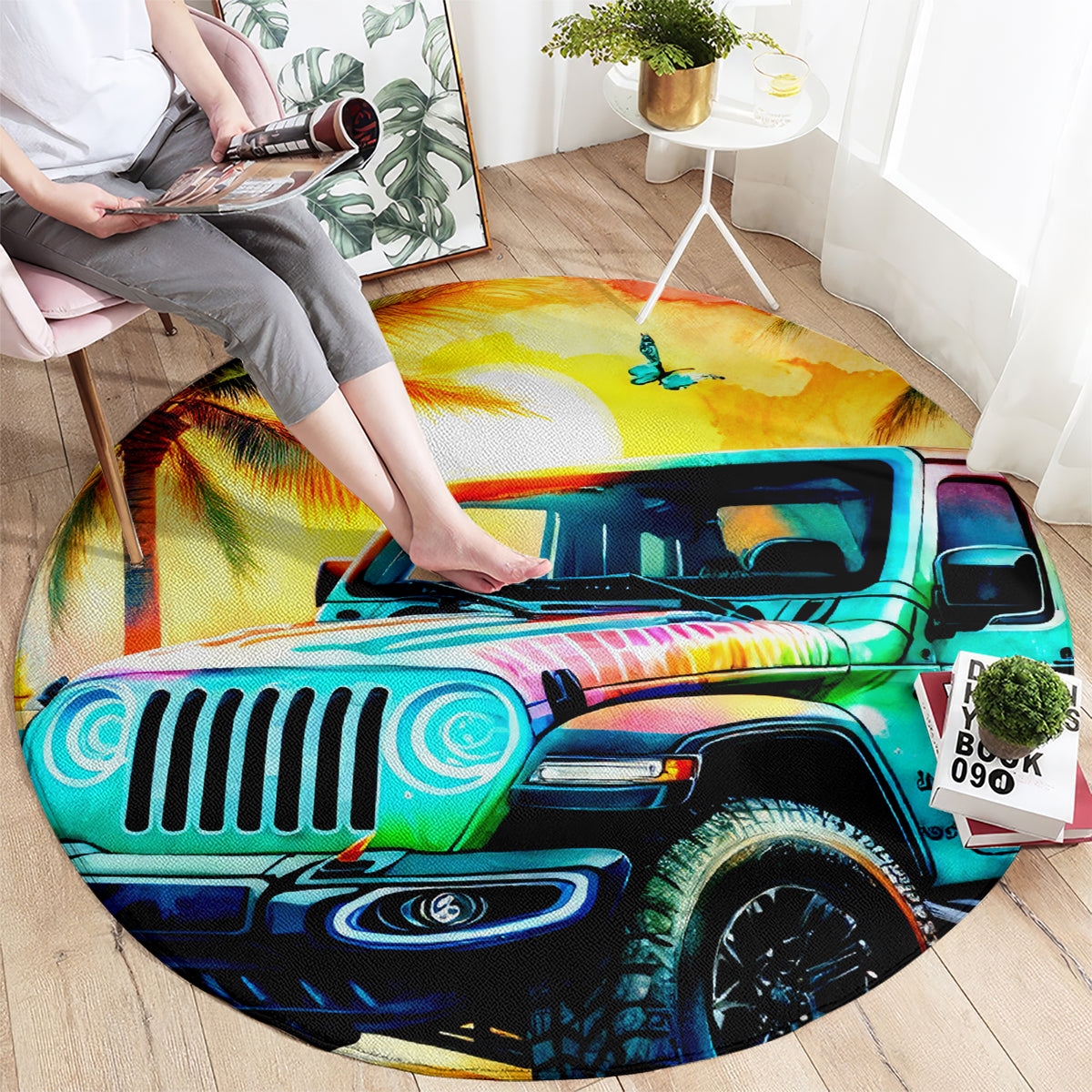 Beach Jeep Round Carpet Find Me Where The Jeep Meets The Ocean