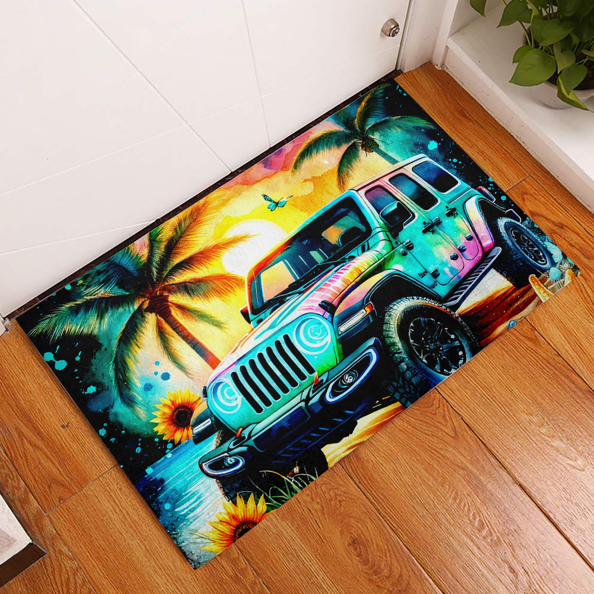 Beach Jeep Rubber Doormat Find Me Where The Jeep Meets The Ocean