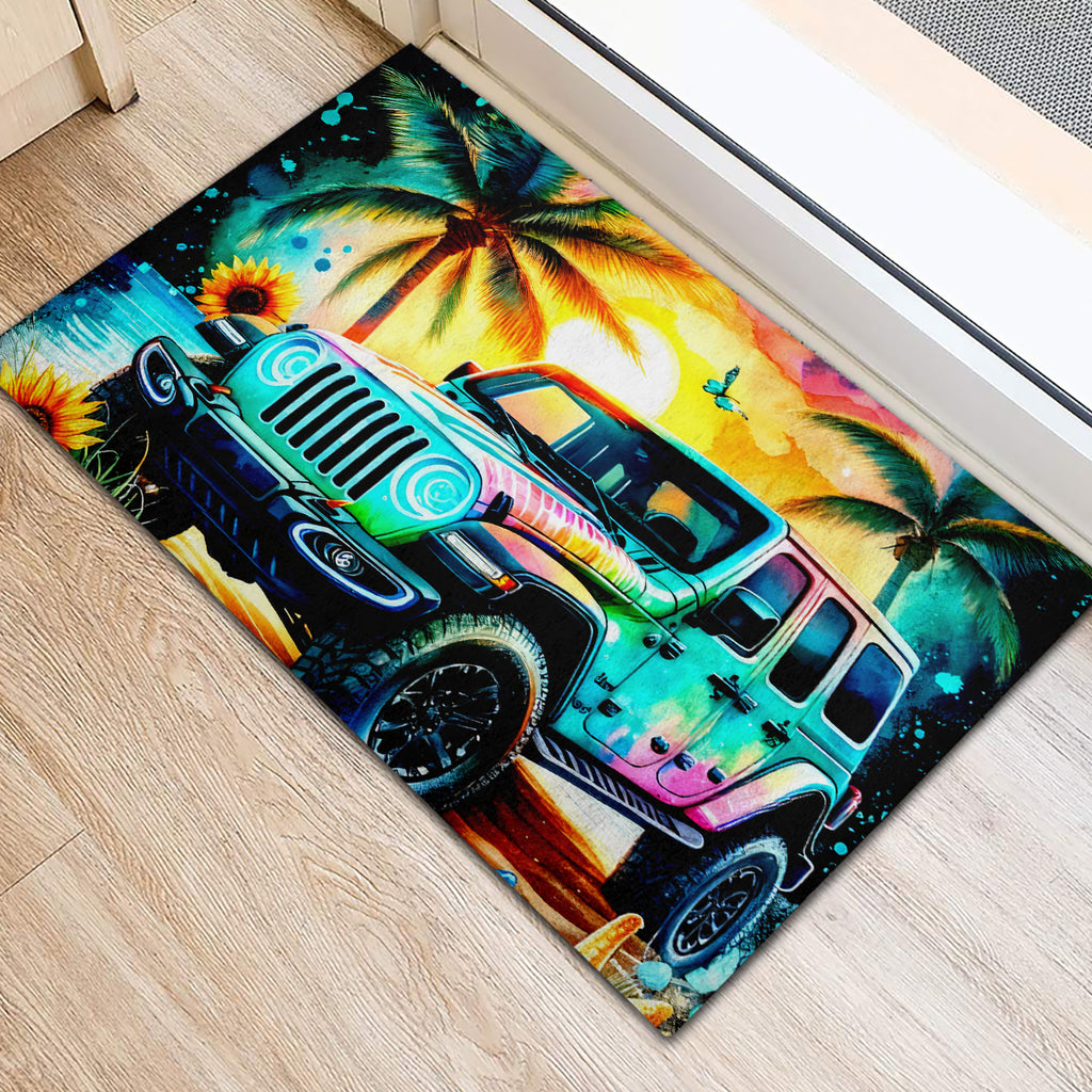 Beach Jeep Rubber Doormat Find Me Where The Jeep Meets The Ocean