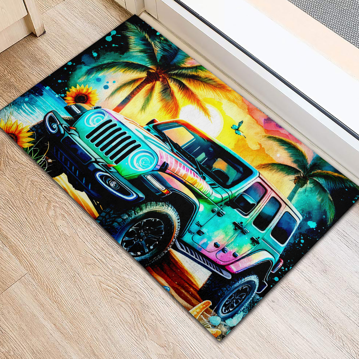 Beach Jeep Rubber Doormat Find Me Where The Jeep Meets The Ocean
