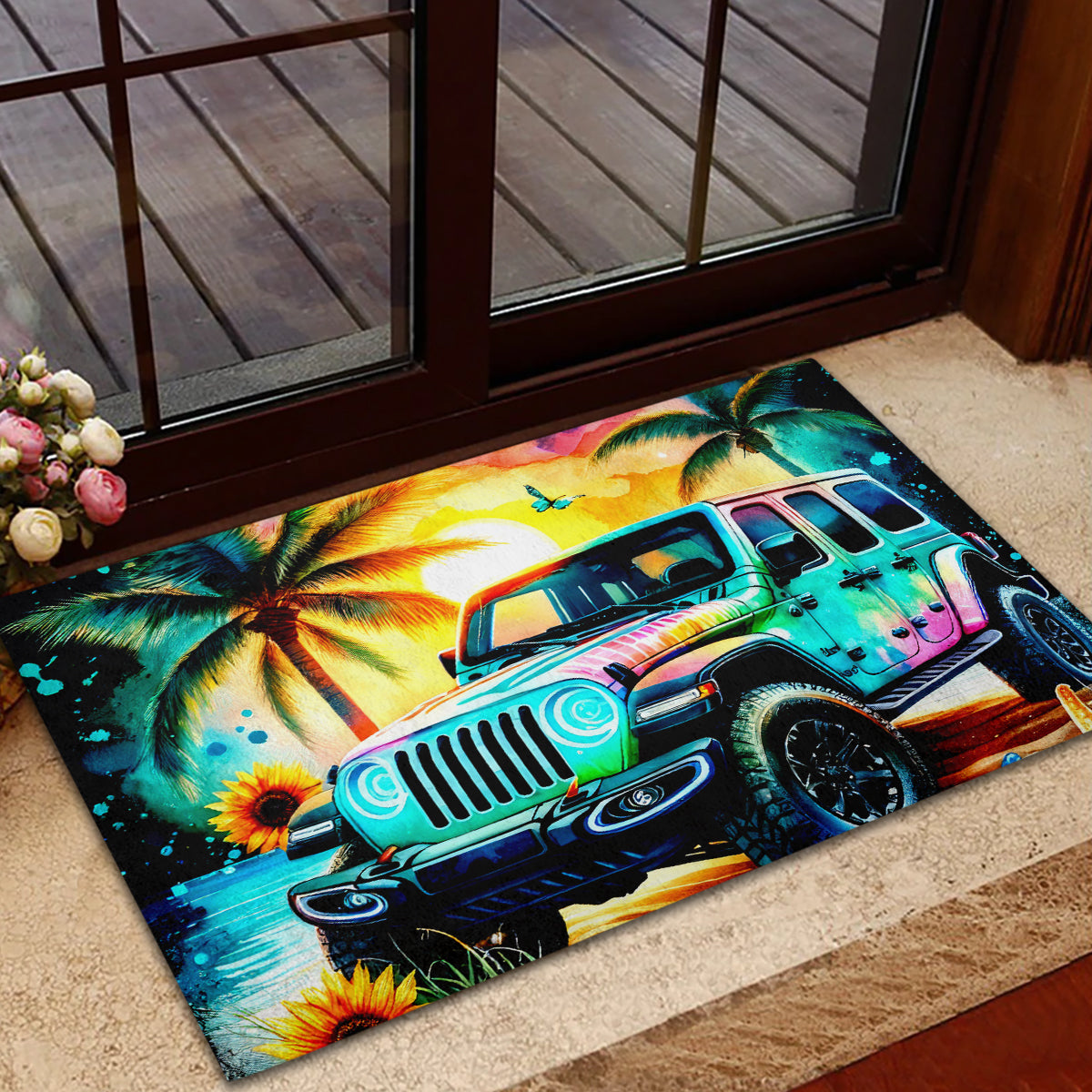 Beach Jeep Rubber Doormat Find Me Where The Jeep Meets The Ocean