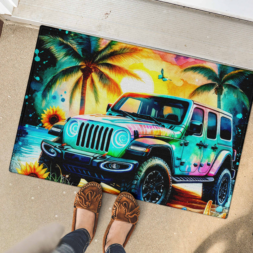Beach Jeep Rubber Doormat Find Me Where The Jeep Meets The Ocean
