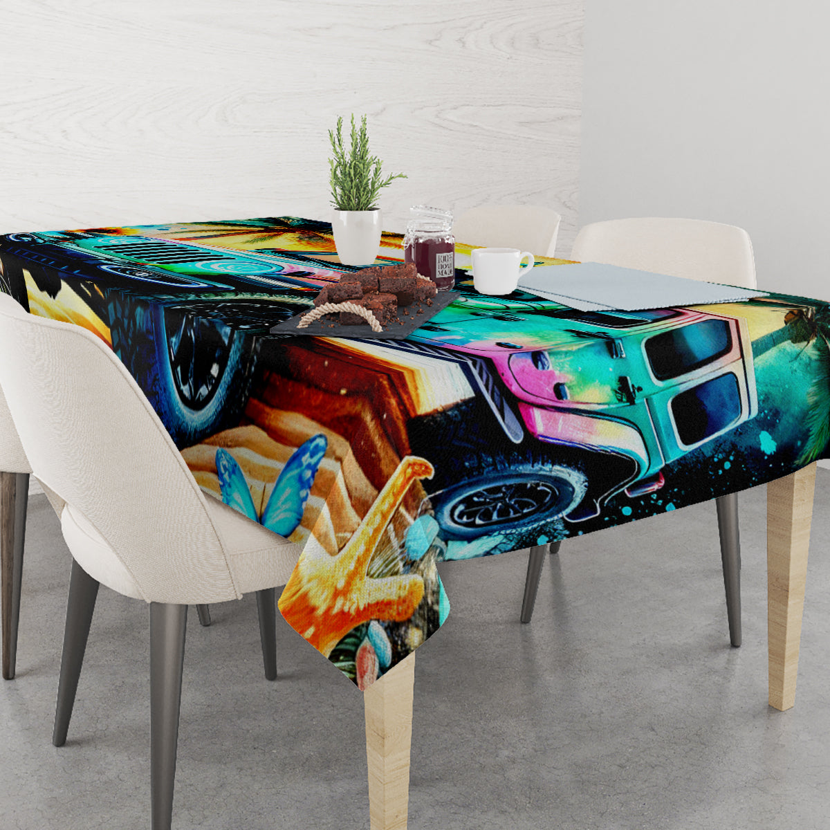 Beach Jeep Tablecloth Find Me Where The Jeep Meets The Ocean