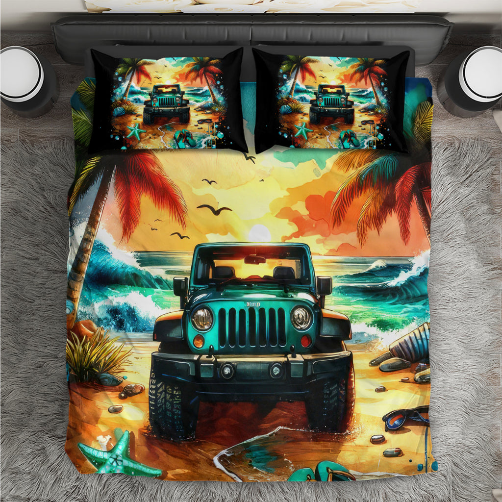 Beach Jeep Bedding Set Sunset Find Me Where The Jeep Meets The Ocean