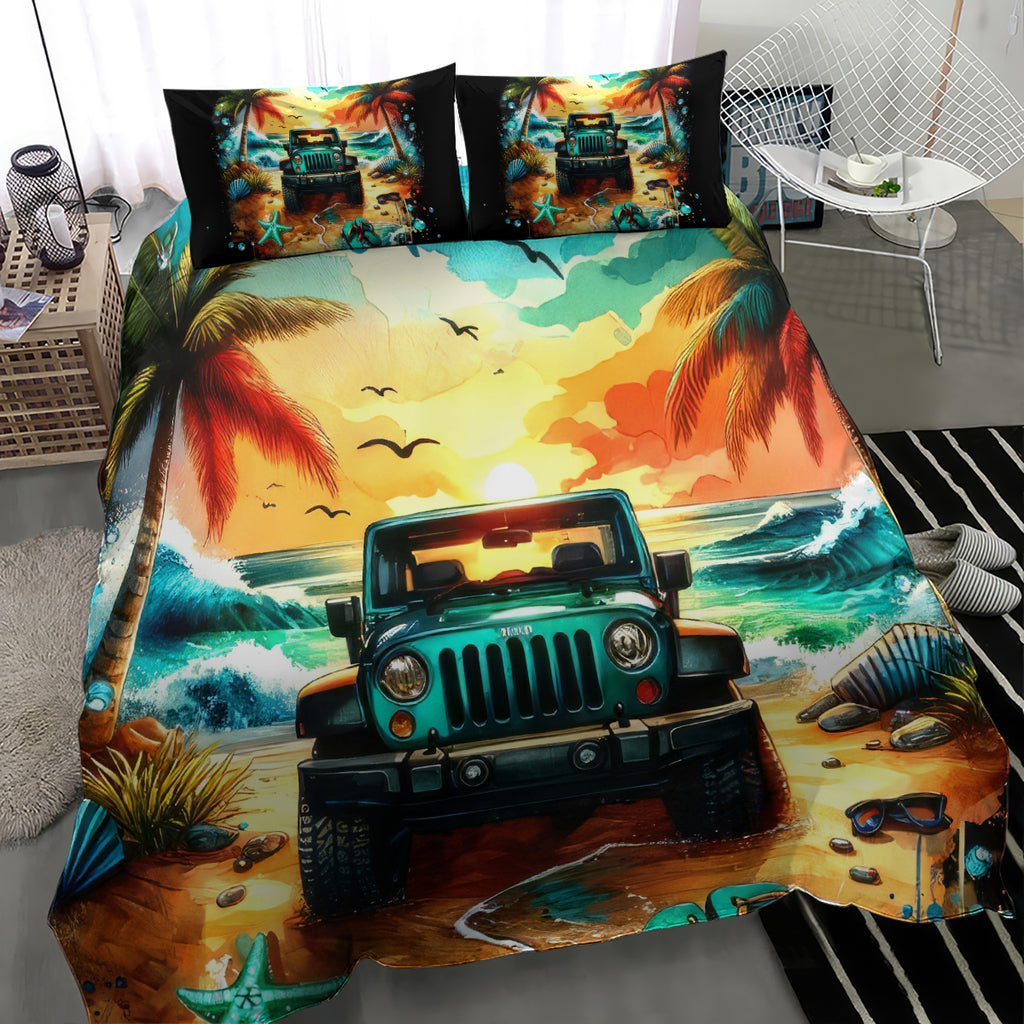 Beach Jeep Bedding Set Sunset Find Me Where The Jeep Meets The Ocean