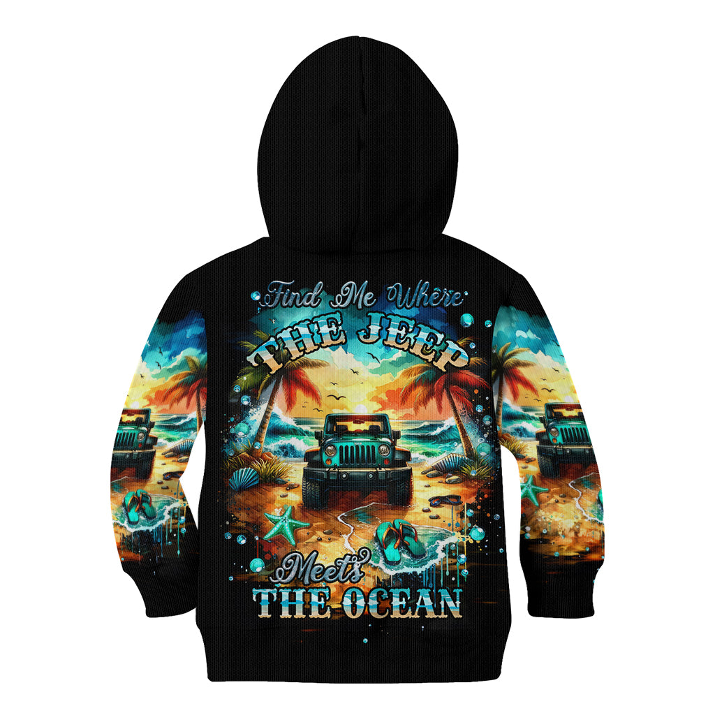 Beach Jeep Kid Hoodie Sunset Find Me Where The Jeep Meets The Ocean
