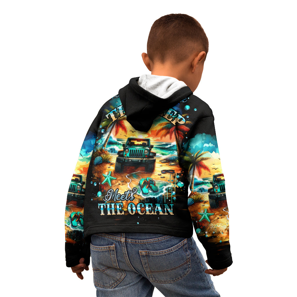 Beach Jeep Kid Hoodie Sunset Find Me Where The Jeep Meets The Ocean