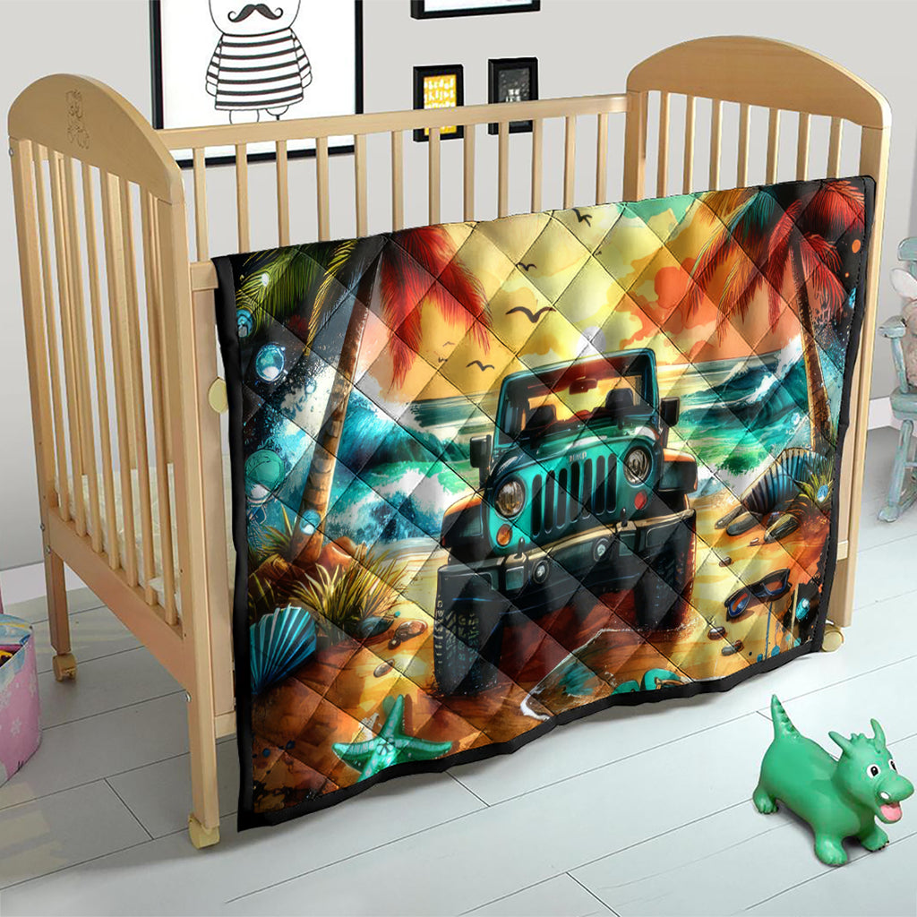 Beach Jeep Quilt Sunset Find Me Where The Jeep Meets The Ocean