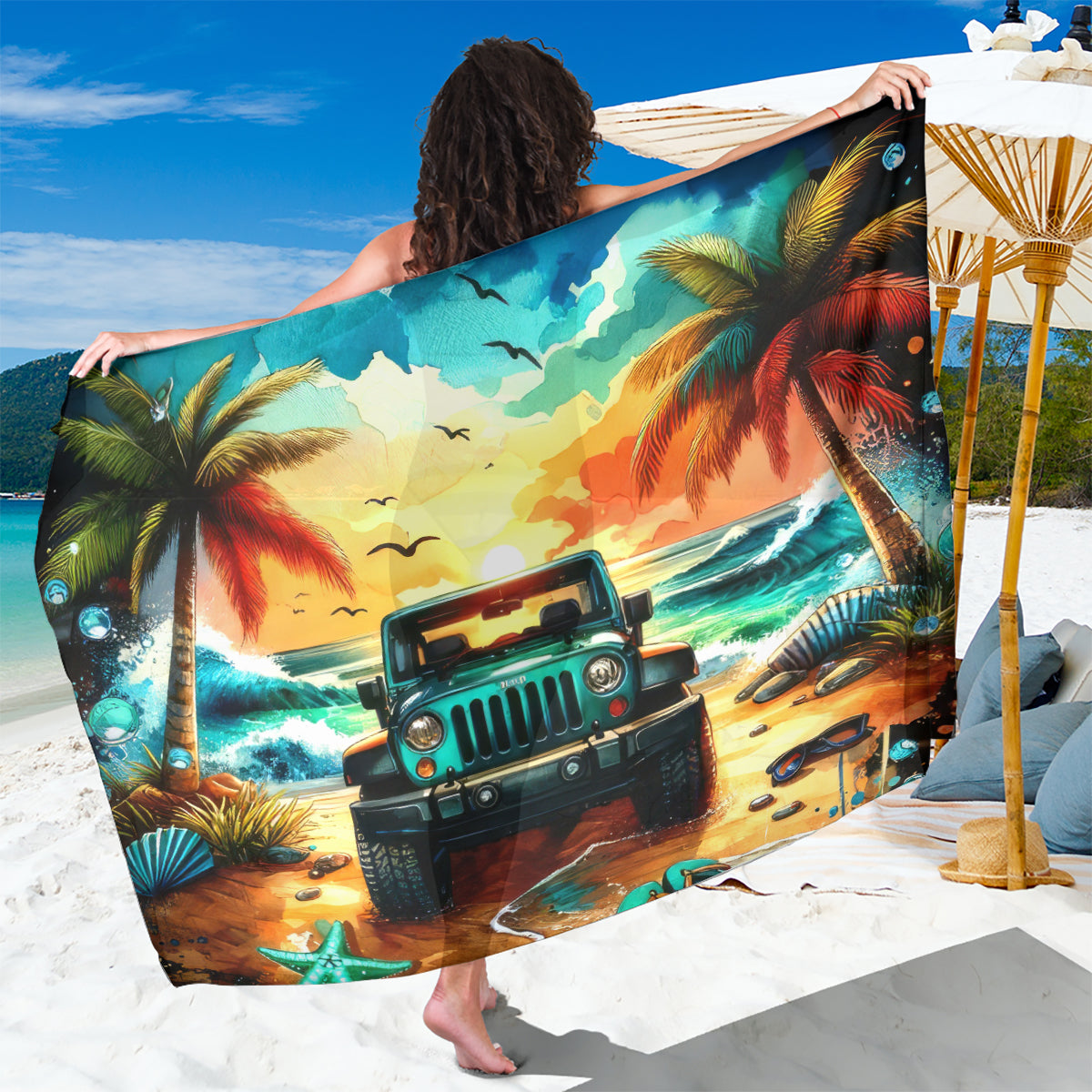 Beach Jeep Sarong Sunset Find Me Where The Jeep Meets The Ocean