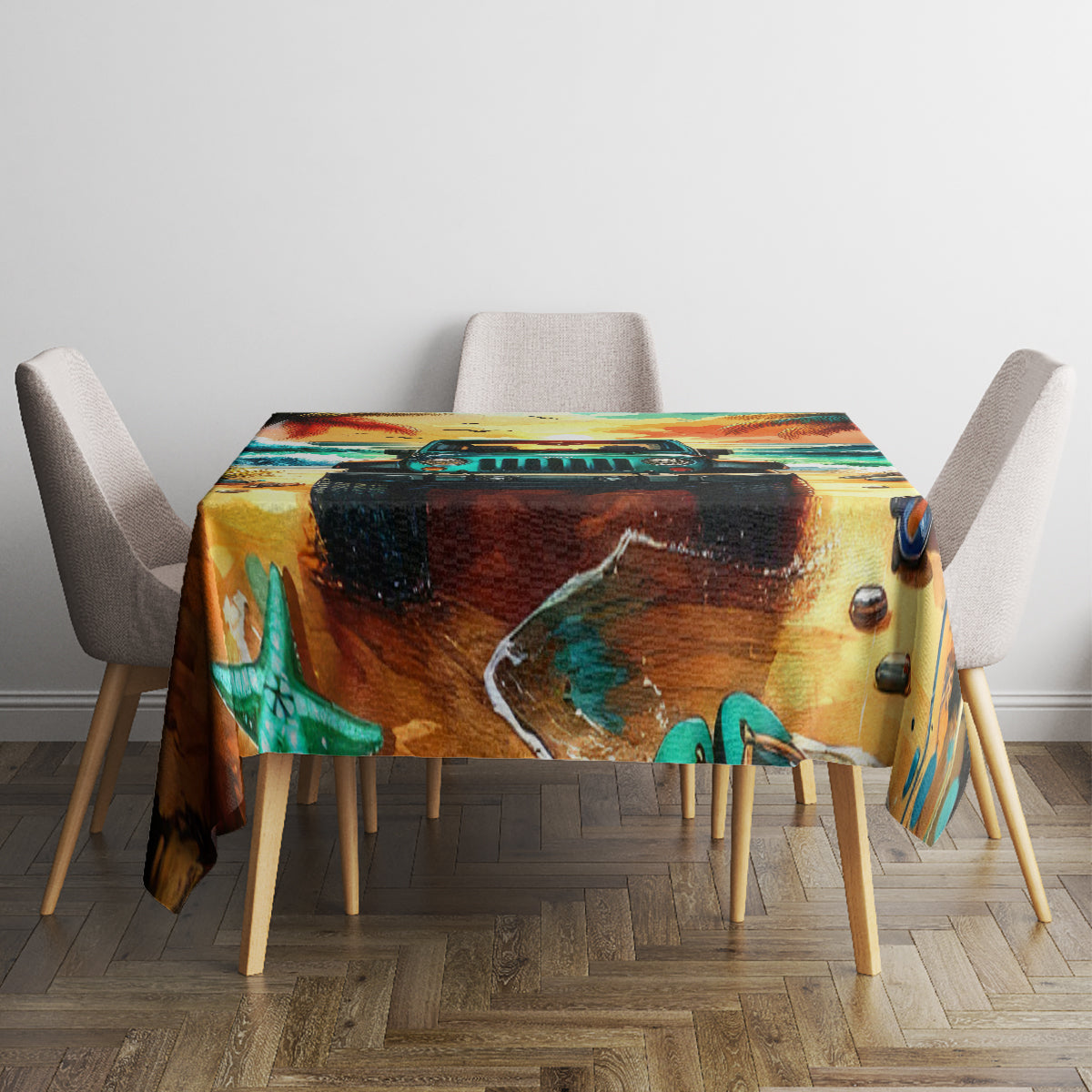 Beach Jeep Tablecloth Sunset Find Me Where The Jeep Meets The Ocean