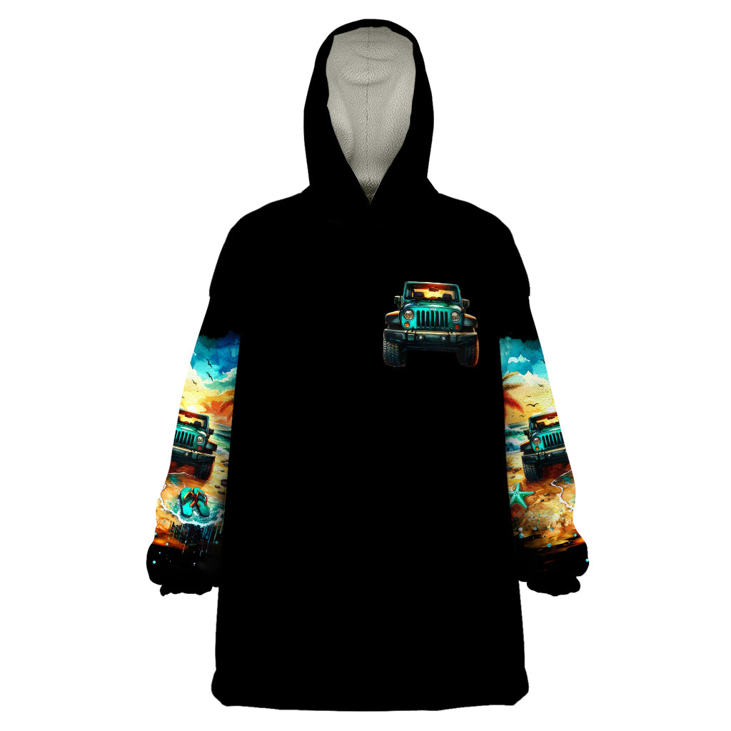 Beach Jeep Wearable Blanket Hoodie Sunset Find Me Where The Jeep Meets The Ocean