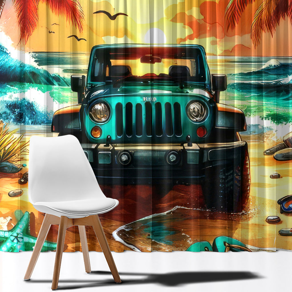 Beach Jeep Window Curtain Sunset Find Me Where The Jeep Meets The Ocean
