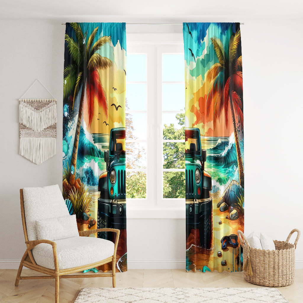 Beach Jeep Window Curtain Sunset Find Me Where The Jeep Meets The Ocean