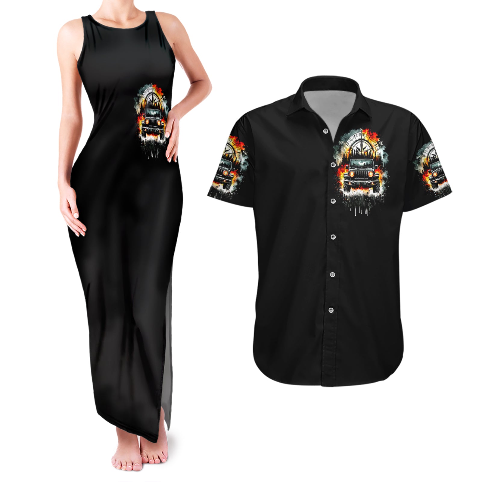 Black Jeep Couples Matching Tank Maxi Dress and Hawaiian Shirt I'm The Black Jeep Of The Family