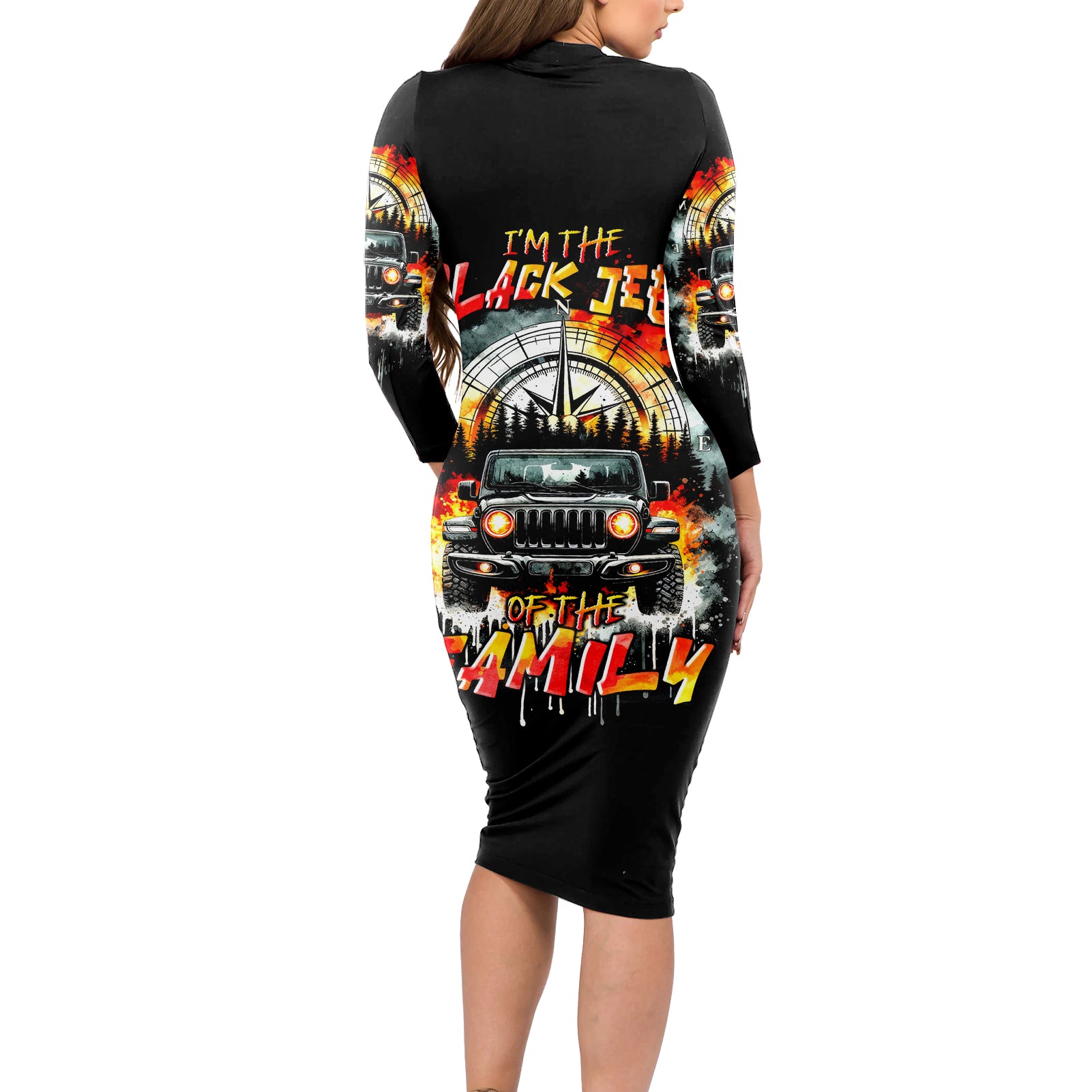 Black Jeep Long Sleeve Bodycon Dress I'm The Black Jeep Of The Family