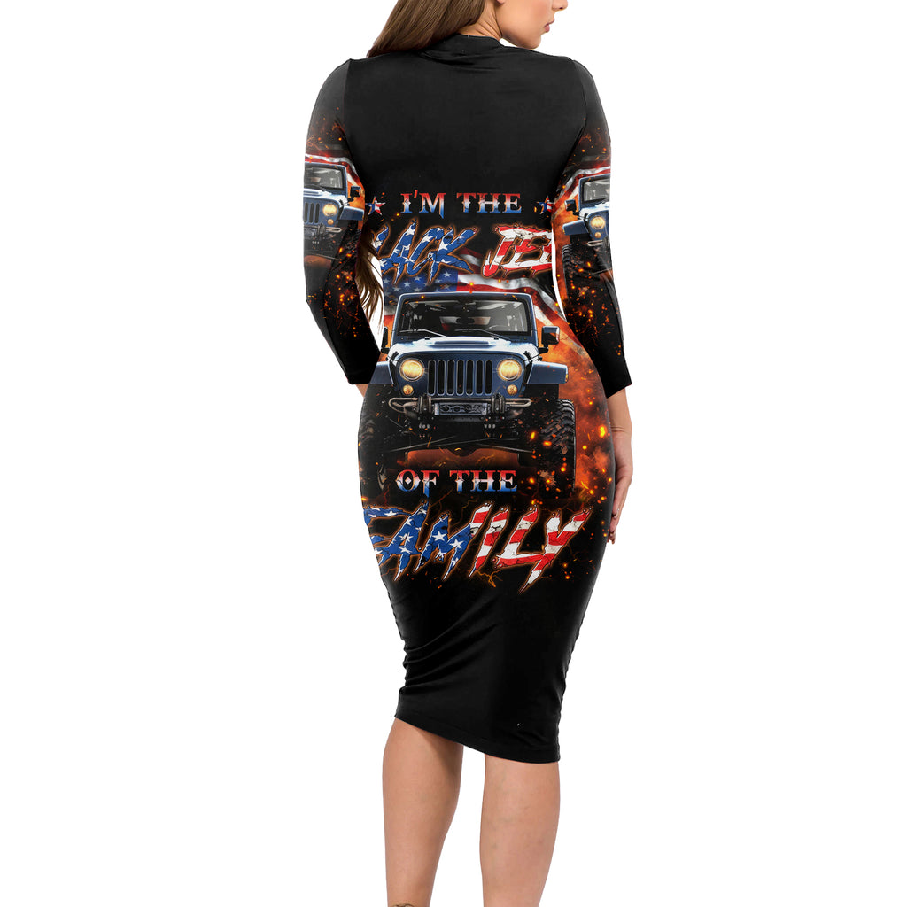 American Jeep Long Sleeve Bodycon Dress I'm The Black Jeep Of The Family