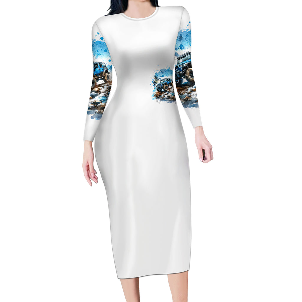 Mountain Jeep Long Sleeve Bodycon Dress Because I'm Too Lazy To Ride A Mountain Bike