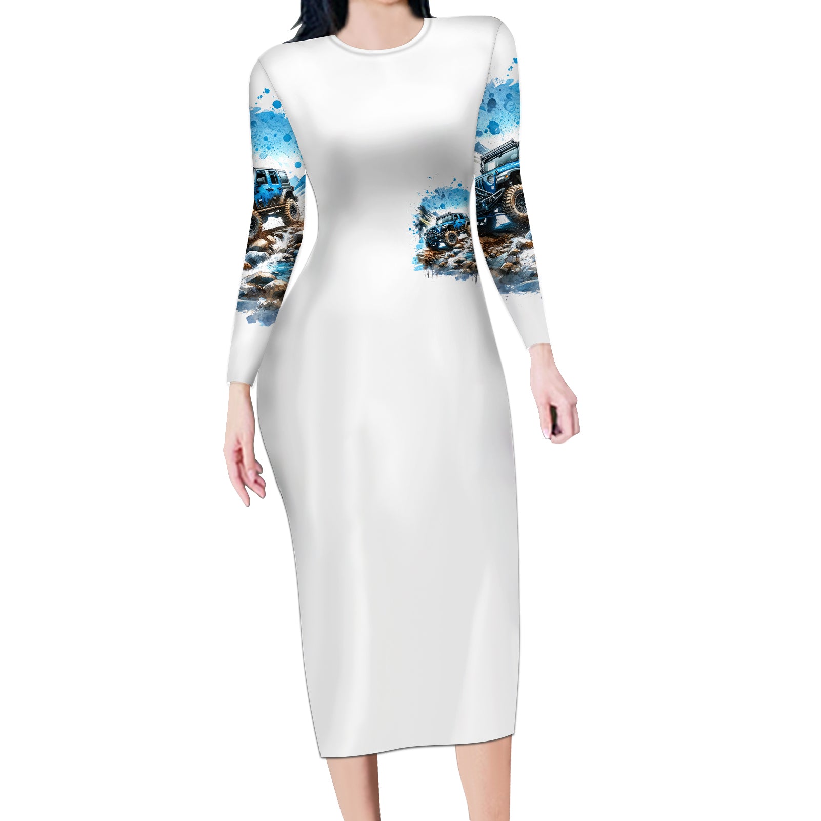 Mountain Jeep Long Sleeve Bodycon Dress Because I'm Too Lazy To Ride A Mountain Bike