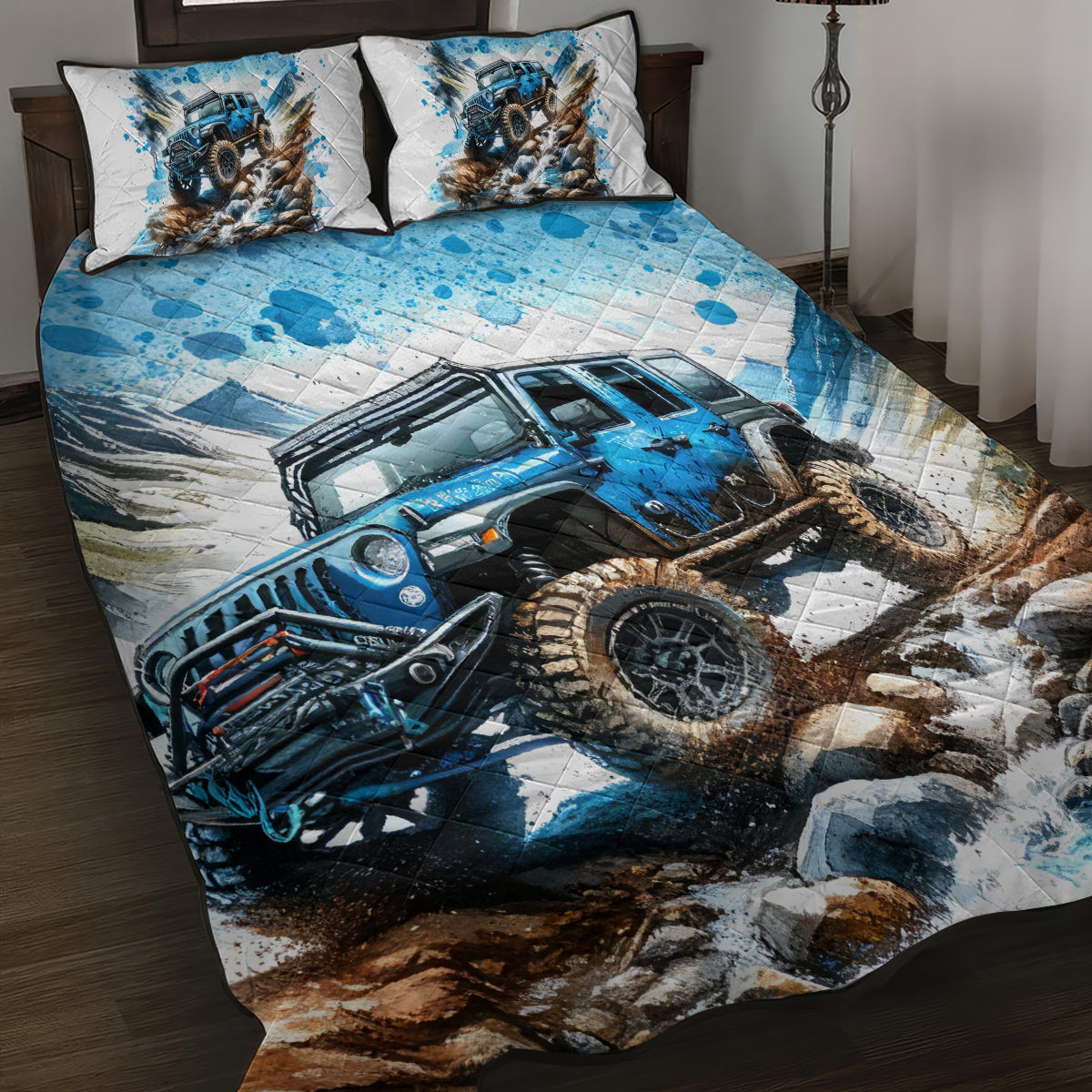 Mountain Jeep Quilt Bed Set Because I'm Too Lazy To Ride A Mountain Bike