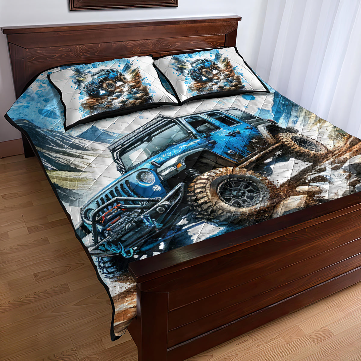Mountain Jeep Quilt Bed Set Because I'm Too Lazy To Ride A Mountain Bike
