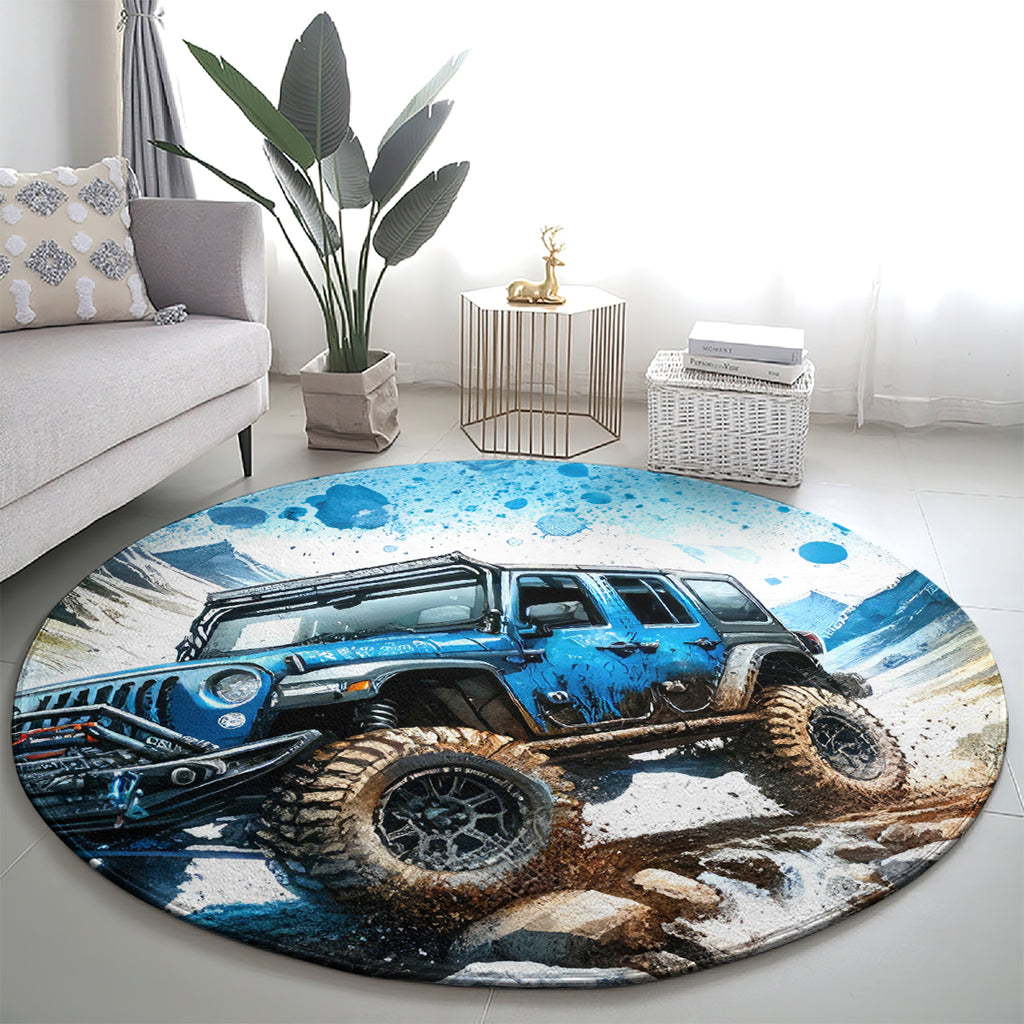 Mountain Jeep Round Carpet Because I'm Too Lazy To Ride A Mountain Bike