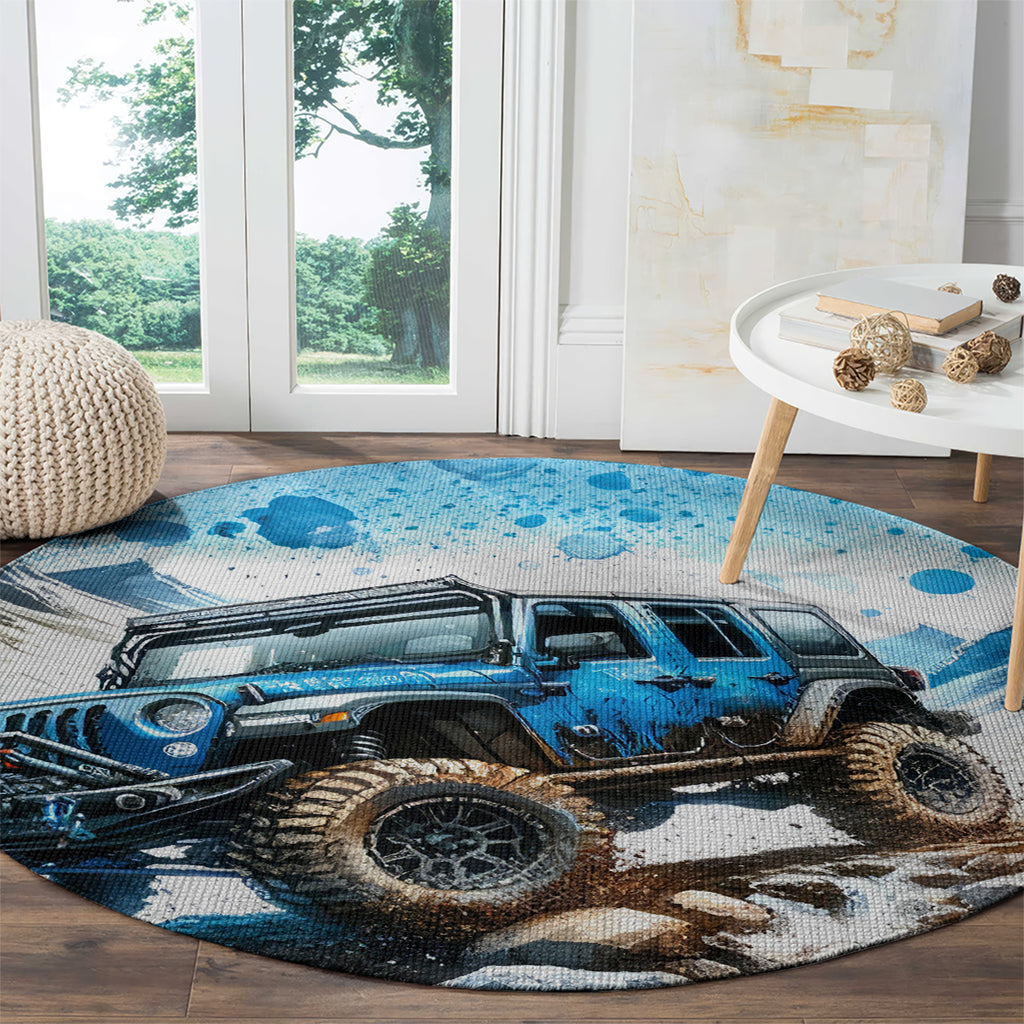 Mountain Jeep Round Carpet Because I'm Too Lazy To Ride A Mountain Bike