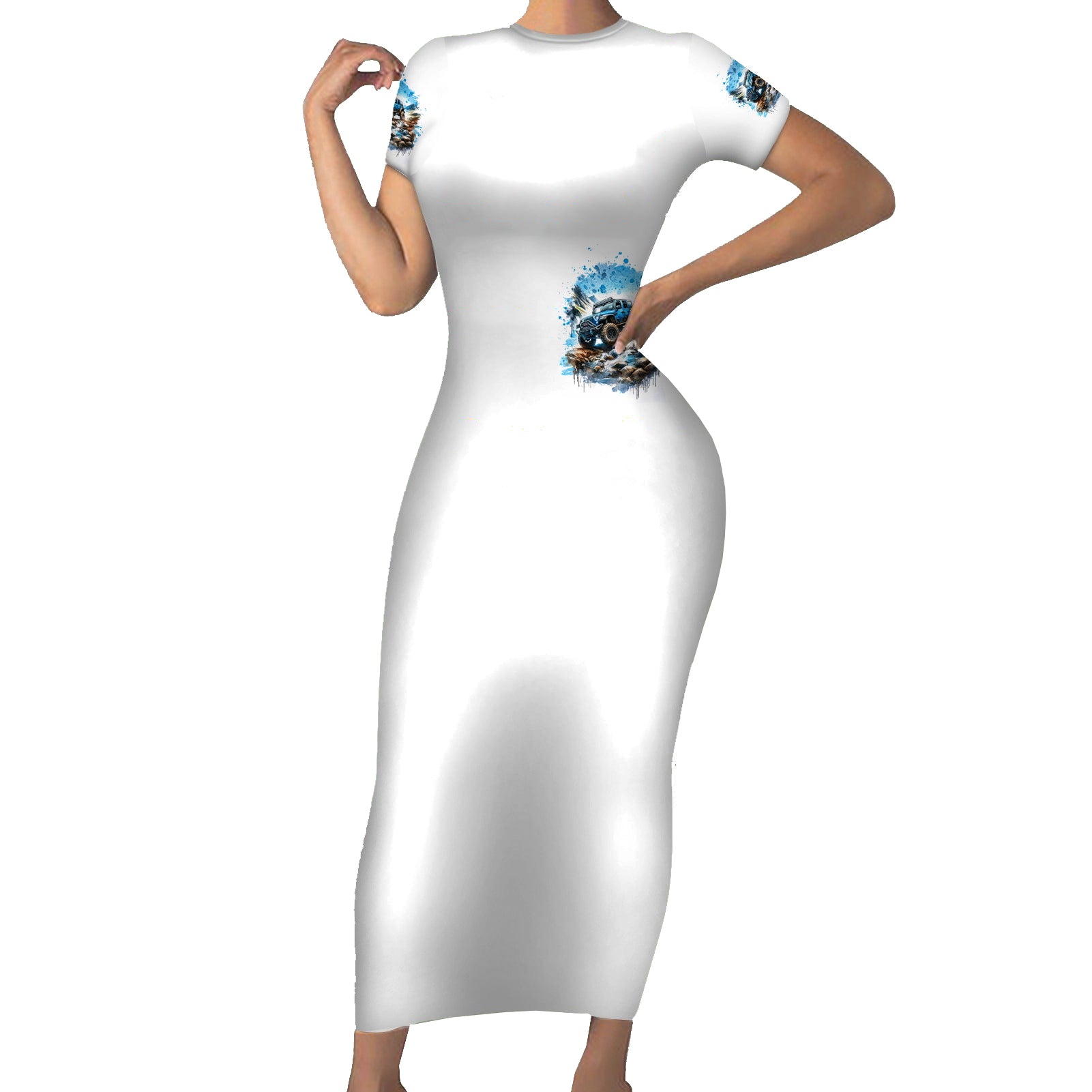 Mountain Jeep Short Sleeve Bodycon Dress Because I'm Too Lazy To Ride A Mountain Bike