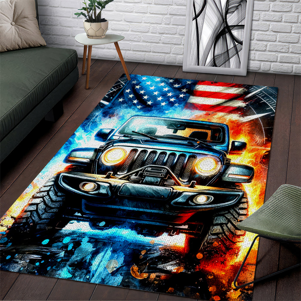 Fire Jeep Area Rug American Jeep Life