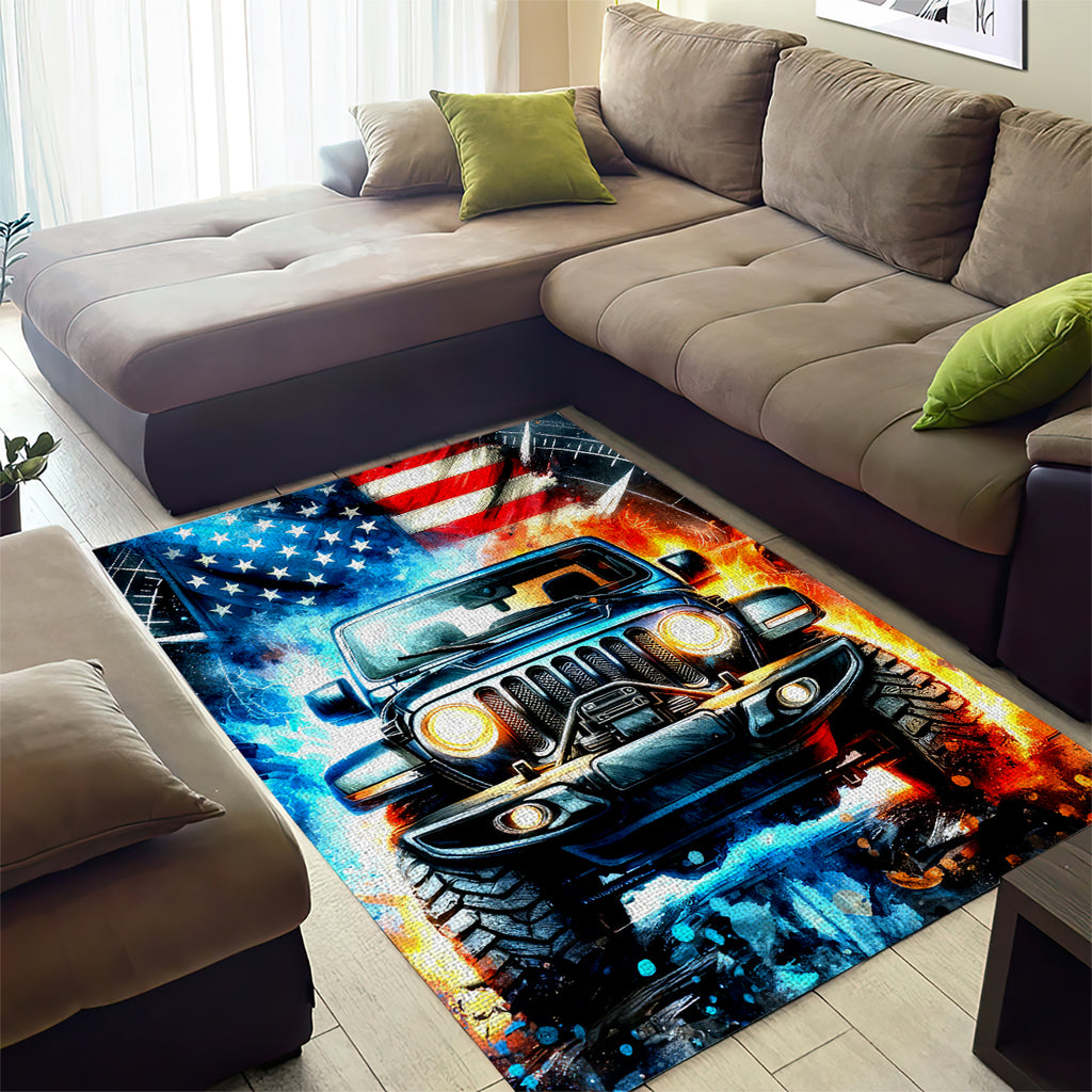 Fire Jeep Area Rug American Jeep Life