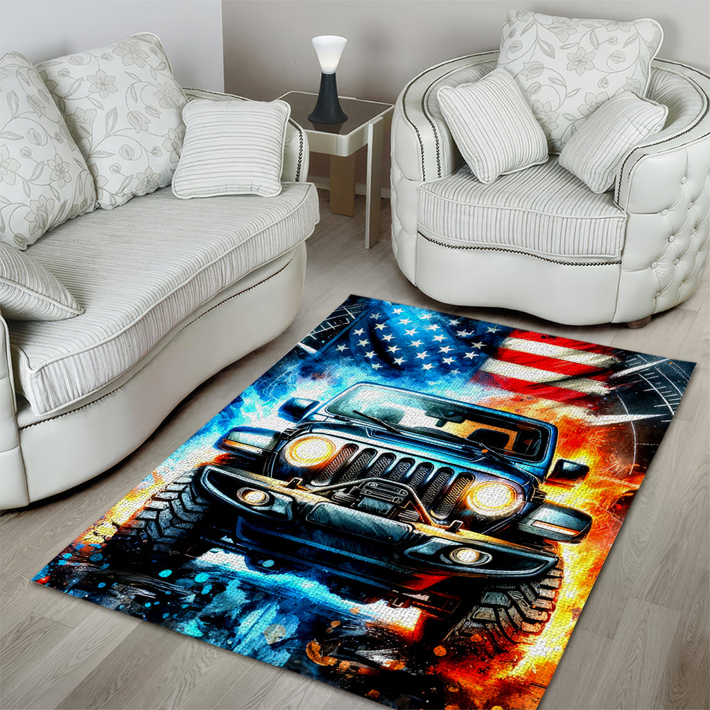 Fire Jeep Area Rug American Jeep Life
