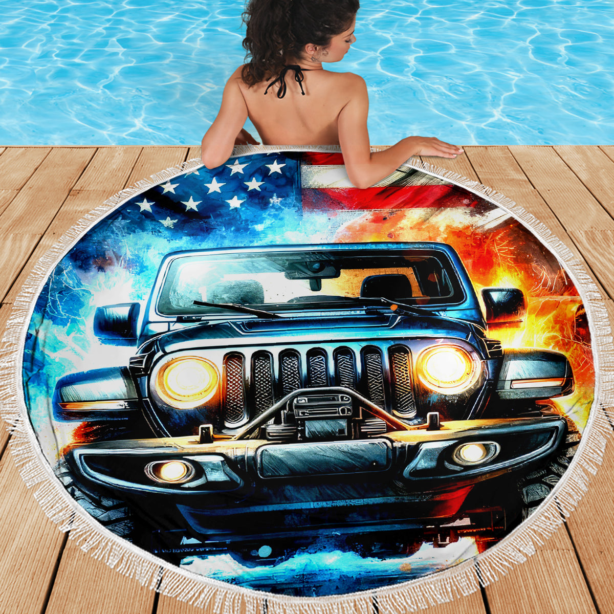 Fire Jeep Beach Blanket American Jeep Life