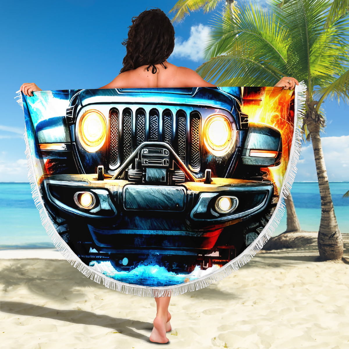 Fire Jeep Beach Blanket American Jeep Life