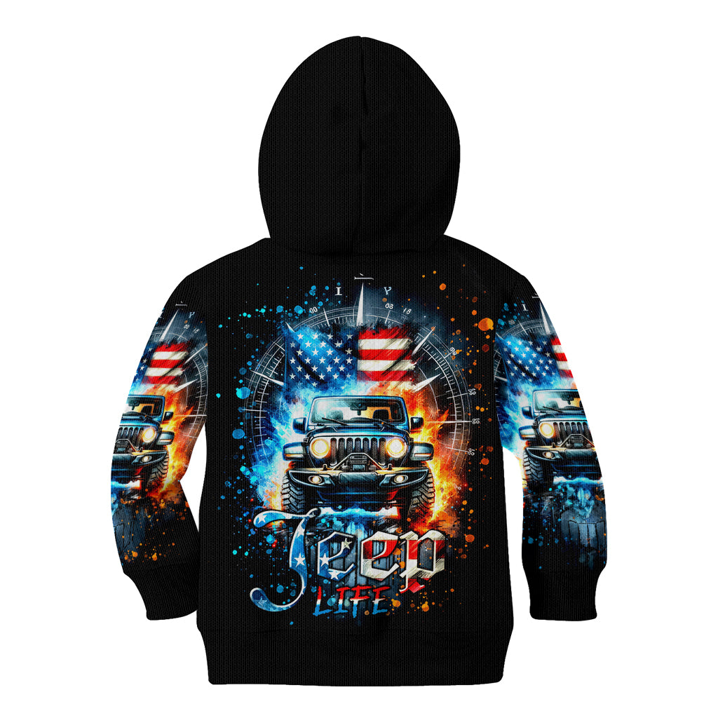 Fire Jeep Kid Hoodie American Jeep Life