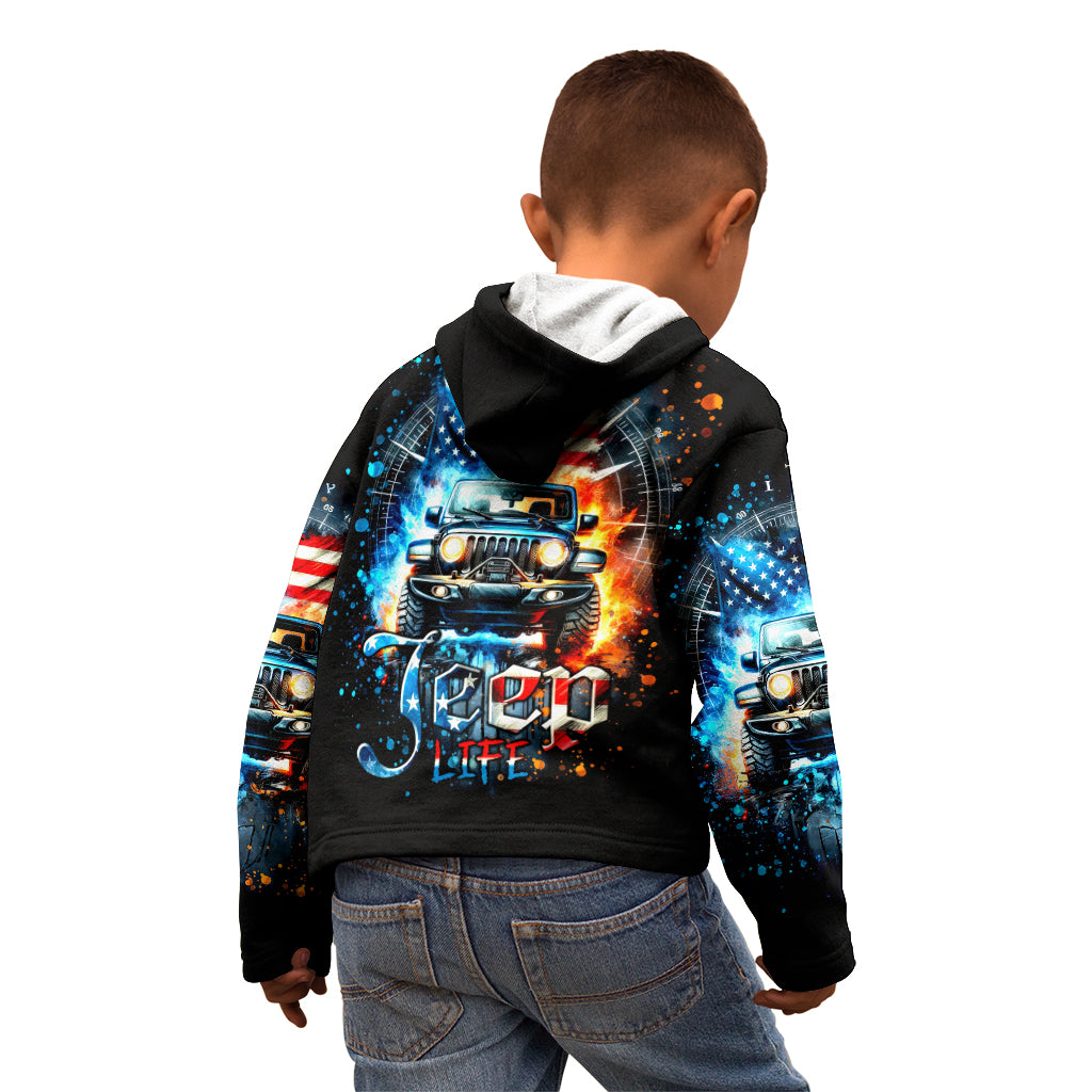 Fire Jeep Kid Hoodie American Jeep Life