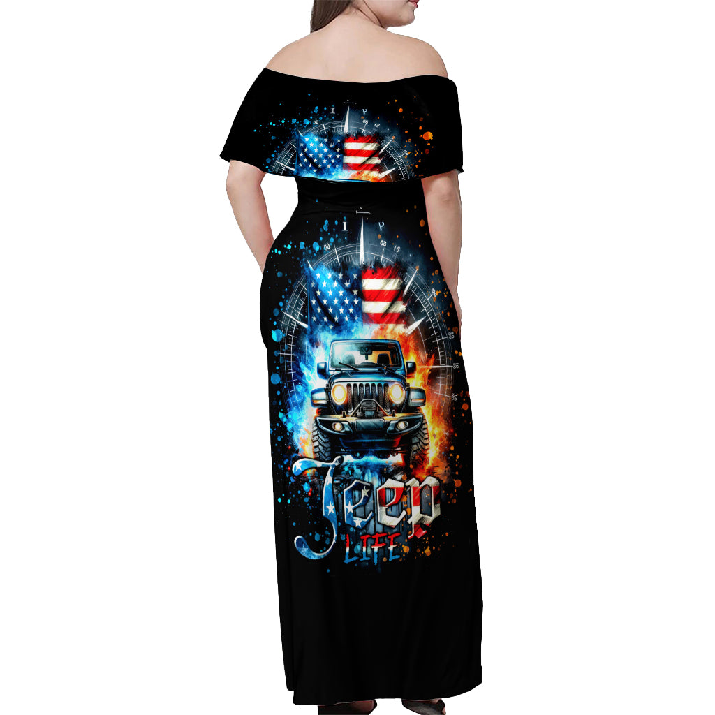 Fire Jeep Off Shoulder Maxi Dress American Jeep Life